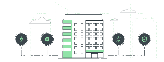 Exemplo de diferentes variáveis a monitorizar num prédio